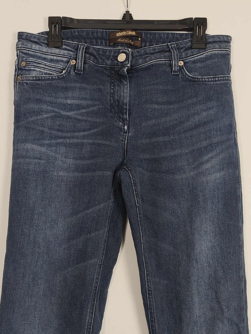 ROBERTO CAVALLI Mid-Rise Wide Leg Dark Wash Jeans Size EUR 46 US 10 - Picture 11 of 16